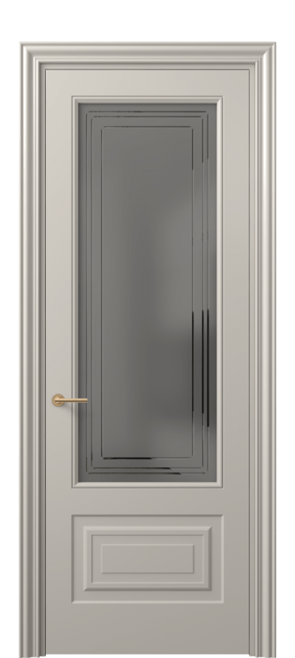 Межкомнатная дверь Mascot 8442 Матовый светло-бежевый Сатинированное серое стекло с гравировкой "Грани", триплекс, 7 мм Цена 418661 AMD | Volhovec