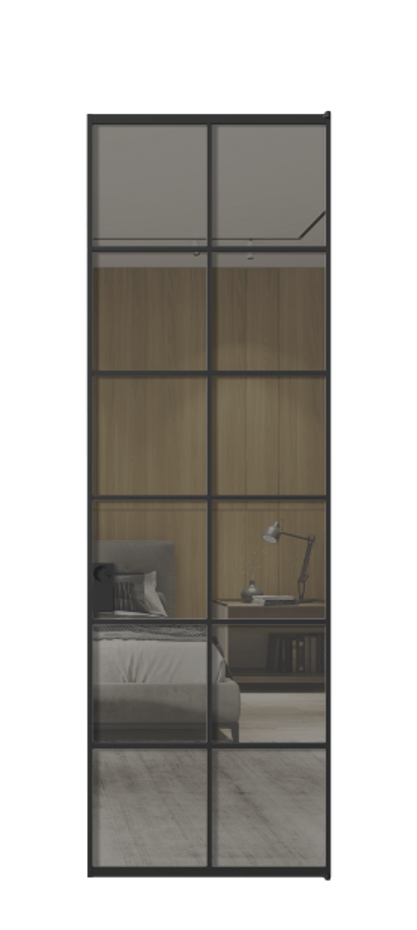 Алюминиевая дверь АЛПЛ040.05 Алюминий Черный Рефлективное серое стекло "Stopsol", калёное Цена 971740  | Volhovec