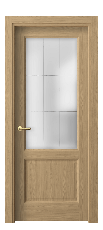Межкомнатная дверь Galant 1422 Жемчужный дуб Сатинированное стекло с гравировкой "Лофт" Цена 252220 AMD | Volhovec