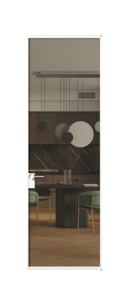 Алюминиевая дверь АЛПЛ040.01 Алюминий Белый Прозрачное бронзовое стекло, триплекс, 6 мм Цена 695520  | Volhovec