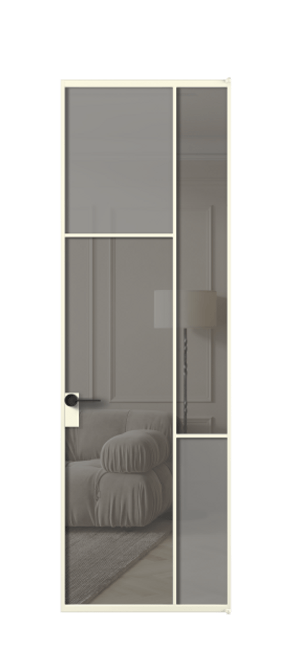 Межкомнатная дверь Mosaic АЛПЛ041.10 Алюминий молочно-белый Сатинированное серое стекло, триплекс, 6 мм + Прозрачное серое стекло, триплекс Цена 1118630 AMD | Volhovec