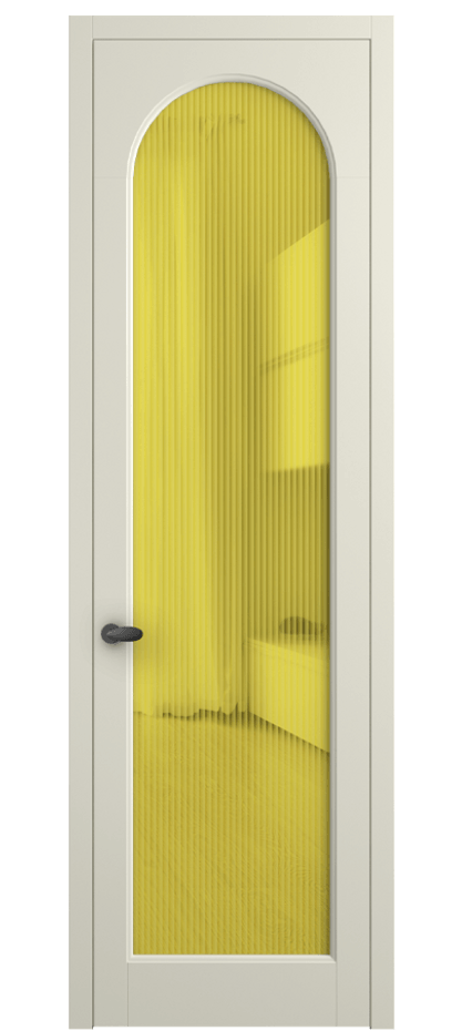 Межкомнатная дверь Палаццо 6804 Матовый молочно-белый Рифлёное жёлтое стекло "Мору", триплекс Цена 708300 AMD | Volhovec