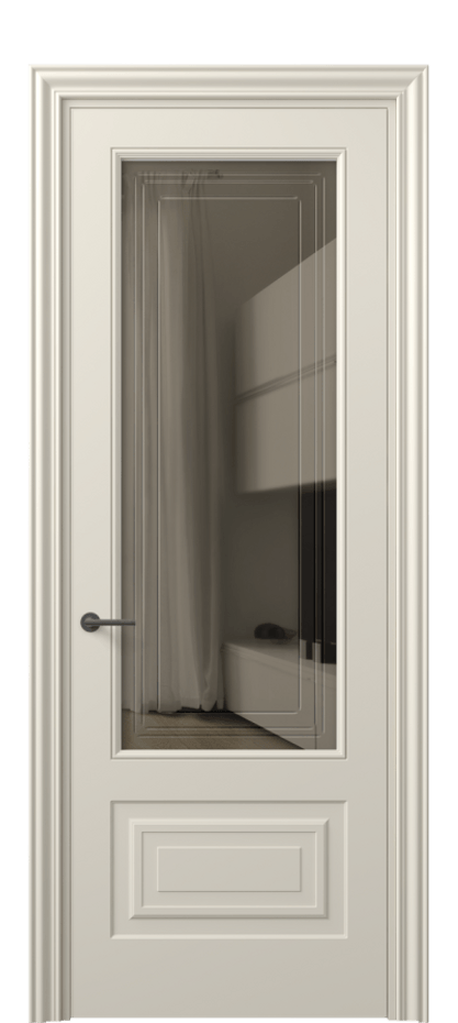 Межкомнатная дверь Mascot 8442 Матовый бежево-серый Прозрачное бронзовое стекло с гравировкой "Грани", триплекс Цена 471800 AMD | Volhovec