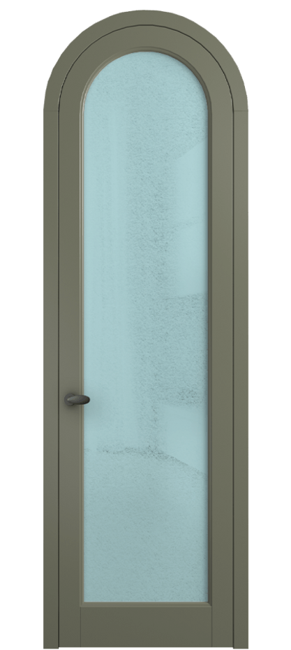 Межкомнатная дверь Палаццо 6814 Матовый оливковый тёмный Фактурное голубое стекло "Лёд", триплекс Цена 884500 AMD | Volhovec