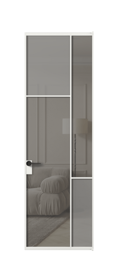 Межкомнатная дверь Mosaic АЛПЛ041.10 Алюминий белоснежный Сатинированное серое стекло, триплекс, 6 мм + Прозрачное серое стекло, триплекс, 6 мм Цена 861690 AMD | Volhovec