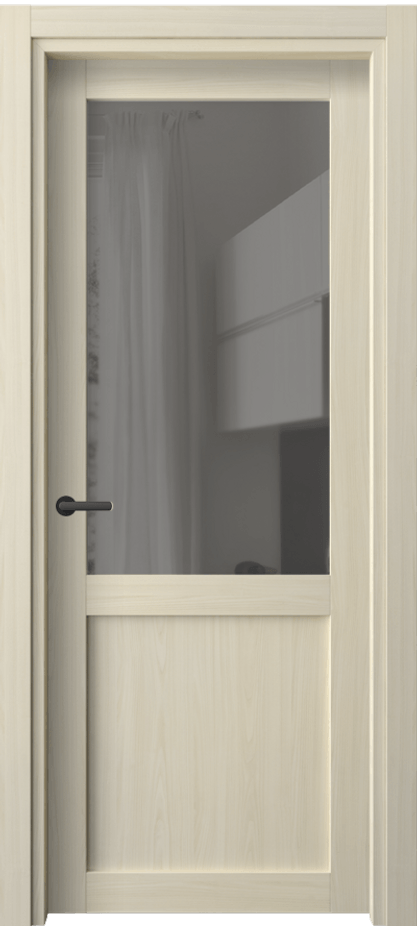 Межкомнатная дверь Нео 2122 Молочный ясень Прозрачное серое стекло, триплекс Цена 82950 AMD | Volhovec