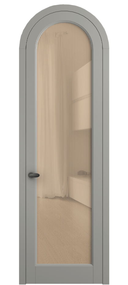 Межкомнатная дверь Палаццо 6814 Матовый нейтральный серый Рифлёное оранжевое стекло "Дюна", триплекс Цена 905400 AMD | Volhovec