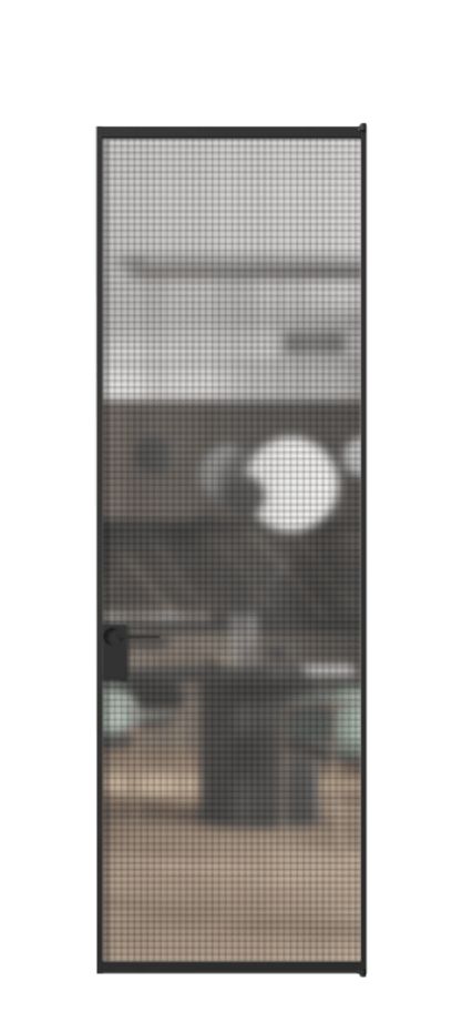 Алюминиевая дверь АЛПЛ040.01 Алюминий Черный Декоративное стекло с сеткой "Mesh silver", триплекс Цена 738680  | Volhovec