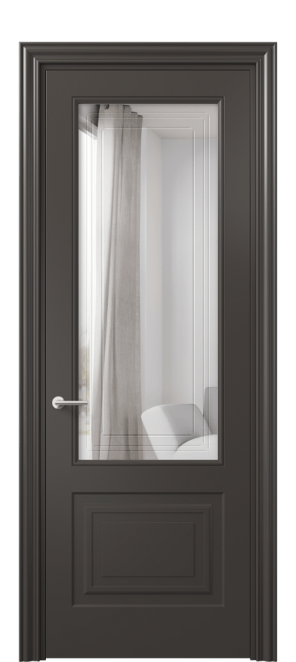 Межкомнатная дверь Mascot 8452 Матовый антрацит Двустороннее зеркало с гравировкой "Грани"», триплекс Цена 536820 AMD | Volhovec