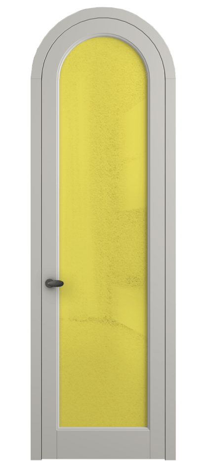 Межкомнатная дверь Палаццо 6814 Матовый тёплый серый Фактурное жёлтое стекло "Лёд", триплекс Цена 884500 AMD | Volhovec
