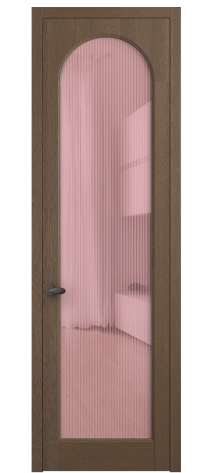 Межкомнатная дверь Палаццо 6804 Дуб туманный матовый Рифлёное розовое стекло "Moru", триплекс Цена 1053600 AMD | Volhovec