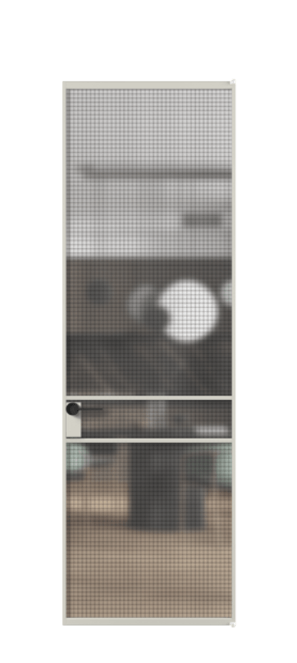 Алюминиевая дверь АЛПЛ040.02 Алюминий тёплый серый Декоративное стекло с сеткой "Mesh silver", триплекс Цена 879220  | Volhovec