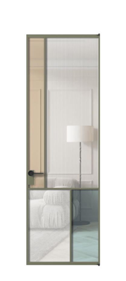 Межкомнатная дверь Mosaic АЛПЛ041.20 Алюминий оливковый тёмный Комбинация стекол Группы 1 и Группы 3 Цена 1159090 AMD | Volhovec