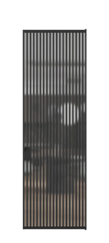 Алюминиевая дверь АЛПЛ040.06 Алюминий Черный Сатинированное стекло "Matelux Crystal Vision", калёное, матовое, каленое 6 мм Цена 1463381  | Volhovec