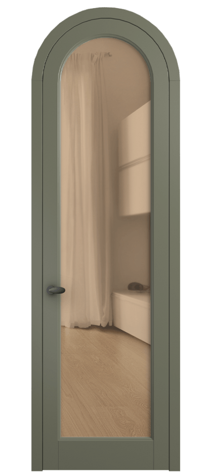 Межкомнатная дверь Палаццо 6814 Матовый оливковый тёмный Прозрачное оранжевое стекло, триплекс Цена 865000 AMD | Volhovec