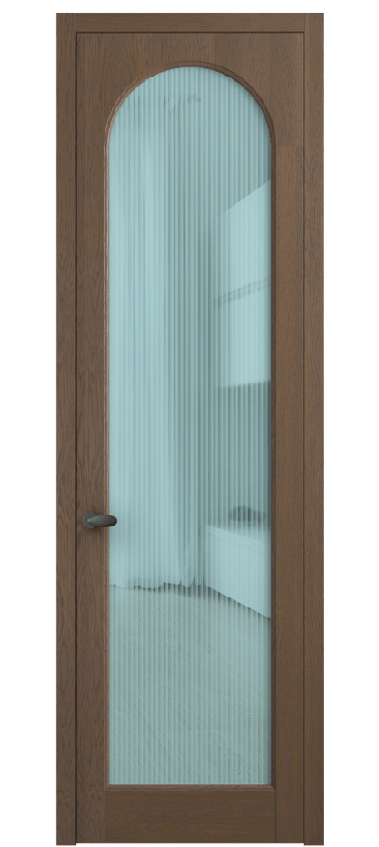 Межкомнатная дверь Палаццо 6804 Дуб туманный матовый Рифлёное голубое стекло "Мору", триплекс Цена 1053600 AMD | Volhovec