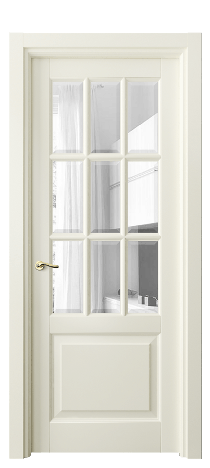 Межкомнатная дверь Лигнум 0748 Матовый молочно-белый Прозрачное стекло с фацетом Цена 826810 AMD | Volhovec