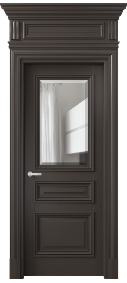 Межкомнатная дверь Антик 7304 Матовый антрацит Прозрачное стекло с фацетом Цена 1094610 AMD | Volhovec