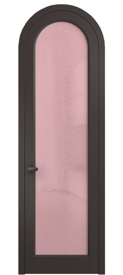 Межкомнатная дверь Палаццо 6814 Матовый антрацит Фактурное розовое стекло "Лёд", триплекс Цена 884500 AMD | Volhovec