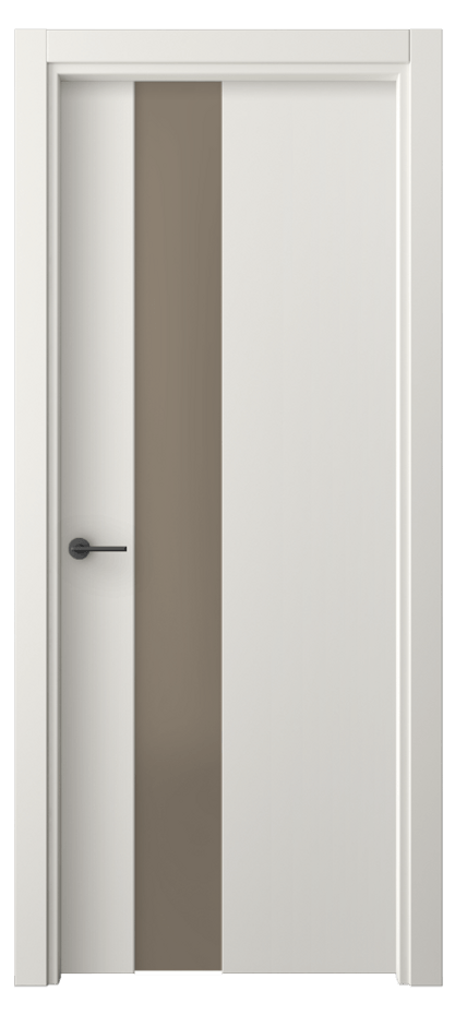 Межкомнатная дверь Freedom 4224 Софт-тач белоснежный Сатинированное бронзовое стекло, триплекс, 8 мм Цена 28740 ₽ | Volhovec