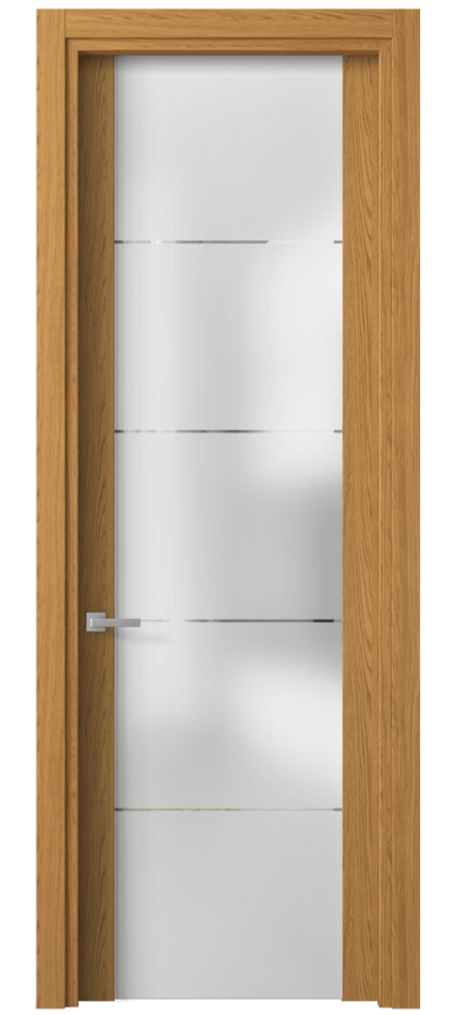Межкомнатная дверь Planum 4114 Ванильный дуб Сатинированное стекло с гравировкой «КВАДРО», триплекс Цена 220120 AMD | Volhovec