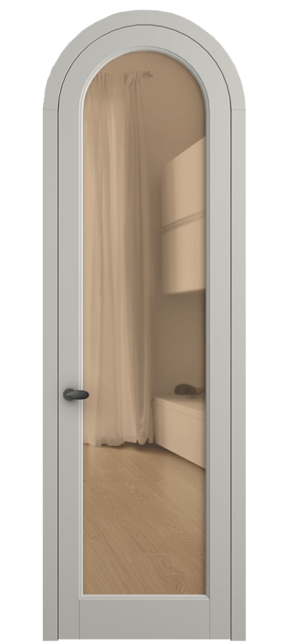 Межкомнатная дверь Палаццо 6814 Матовый тёплый серый Прозрачное оранжевое стекло, триплекс Цена 844100 AMD | Volhovec