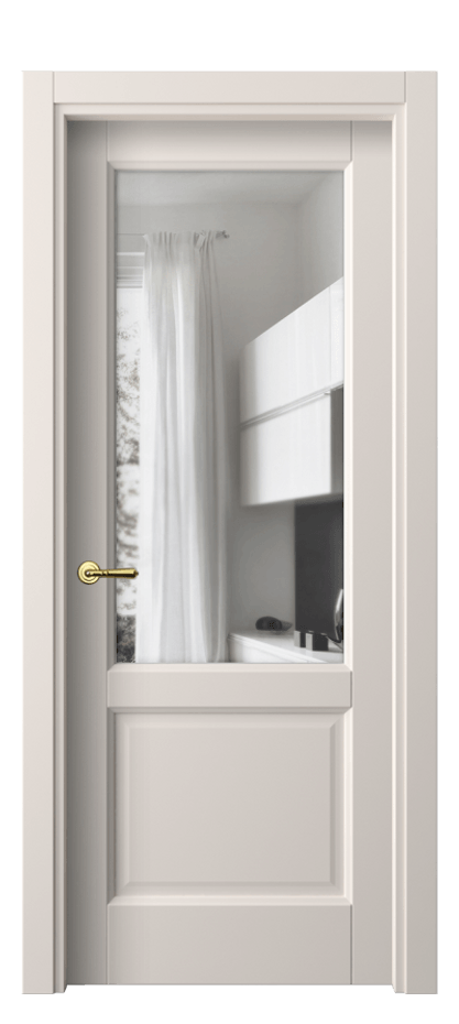 Межкомнатная дверь Галант 1422 ПЭТ тёплый-белый Прозрачное стекло Цена 227270 AMD | Volhovec