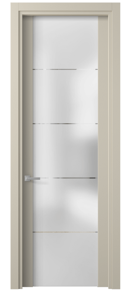 Межкомнатная дверь Планум 4114 Матовый бежево-серый Сатинированное стекло с гравировкой «КВАДРО», триплекс Цена 406660 AMD | Volhovec