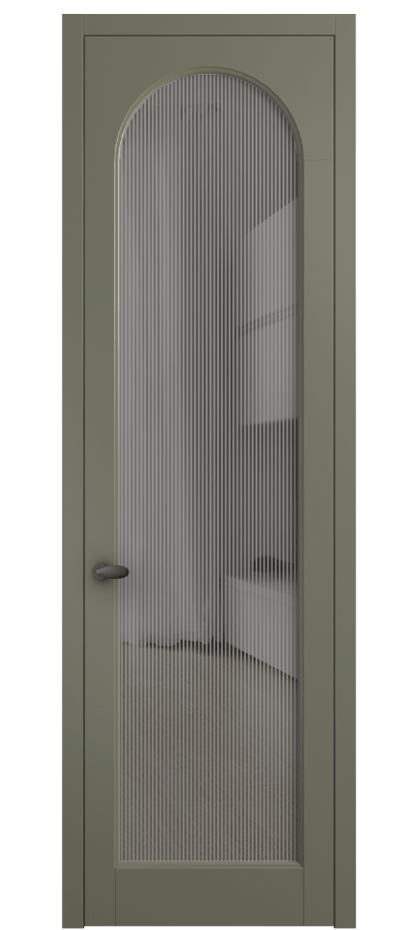 Межкомнатная дверь Палаццо 6804 Матовый оливковый тёмный Рифлёное серое стекло "Дюна", триплекс Цена 694800 AMD | Volhovec