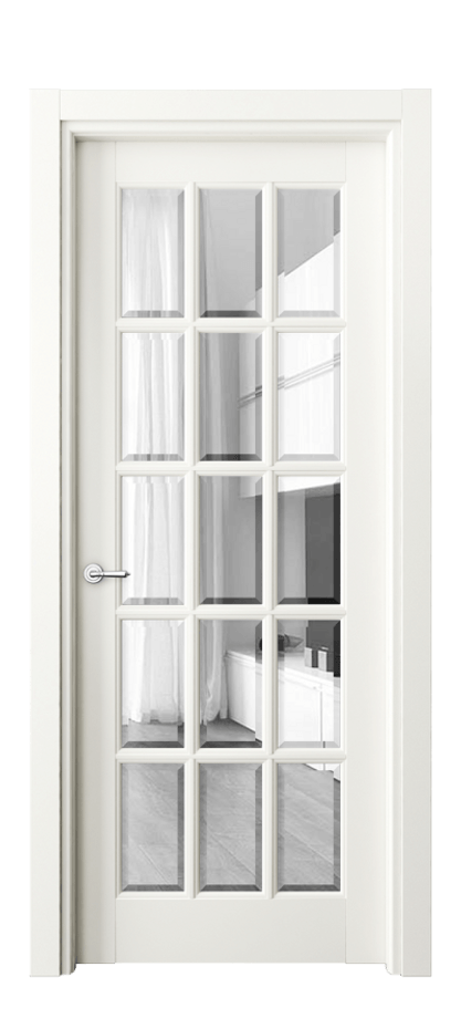 Межкомнатная дверь Тоскана Грильято 6311 Матовый жемчужный Прозрачное стекло с фацетом Цена 788370 AMD | Volhovec
