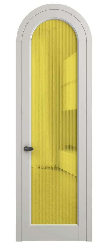 Межкомнатная дверь Палаццо 6814 Матовый серый Рифлёное жёлтое стекло "Мору", триплекс Цена 898000 AMD | Volhovec
