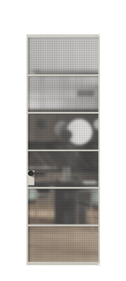 Алюминиевая дверь АЛПЛ040.04 Алюминий тёплый серый Декоративное стекло с сеткой "Mesh silver", триплекс Цена 909970  | Volhovec