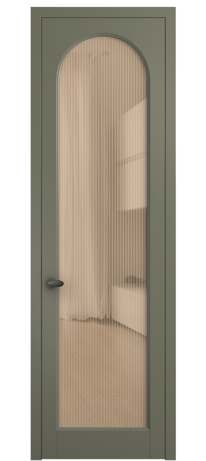 Межкомнатная дверь Палаццо 6804 Матовый оливковый тёмный Рифлёное оранжевое стекло "Moru", триплекс Цена 708300 AMD | Volhovec