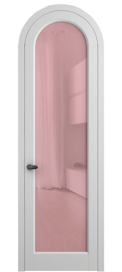 Межкомнатная дверь Палаццо 6814 Матовый белоснежный Рифлёное розовое стекло "Дюна", триплекс Цена 131159 ₽ | Volhovec