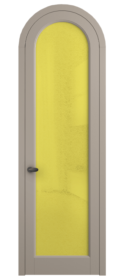 Межкомнатная дверь Палаццо 6814 Матовый бисквитный Фактурное жёлтое стекло "Лёд", триплекс Цена 884500 AMD | Volhovec