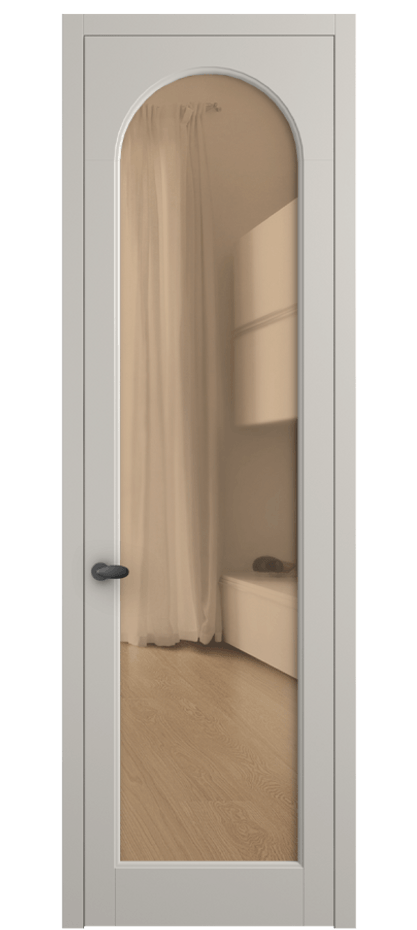 Межкомнатная дверь Палаццо 6804 Матовый облачно-серый Прозрачное оранжевое стекло, триплекс Цена 654400 AMD | Volhovec