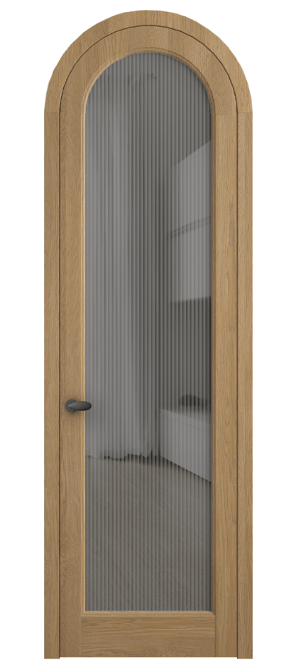 Межкомнатная дверь Палаццо 6814 Дуб пшеничный матовый Рифлёное серое стекло "Мору", триплекс Цена 1445600 AMD | Volhovec