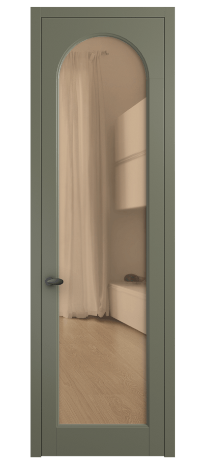 Межкомнатная дверь Палаццо 6804 Матовый оливковый тёмный Прозрачное оранжевое стекло, триплекс Цена 654400 AMD | Volhovec