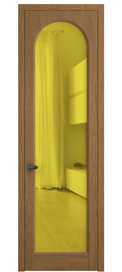 Межкомнатная дверь Палаццо 6804 Дуб пряный матовый Прозрачное жёлтое стекло, триплекс Цена 1028700 AMD | Volhovec