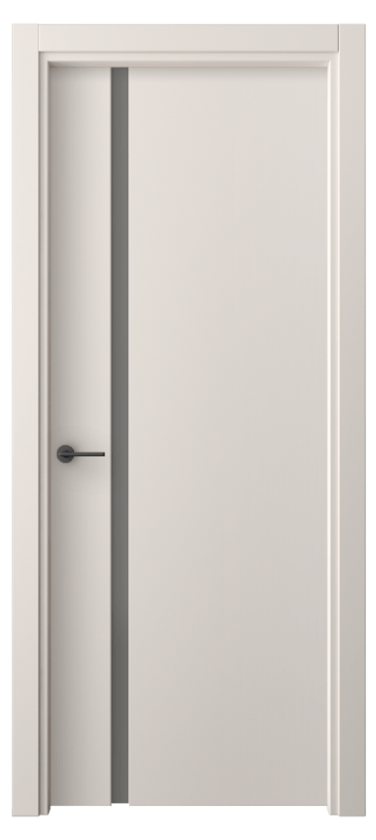 Межкомнатная дверь Фридом 4222 ПЭТ тёплый-белый Сатинированное серое стекло, триплекс Цена 214100 AMD | Volhovec