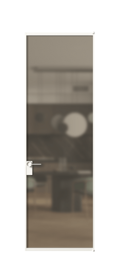 Алюминиевая дверь АЛПЛ040.01 Алюминий Белый Сатинированное бронзовое стекло, триплекс Цена 695520  | Volhovec