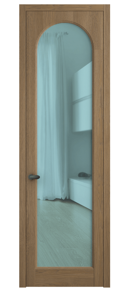 Межкомнатная дверь Палаццо 6804 Дуб мускатный матовый Прозрачное голубое стекло, триплекс Цена 152529 ₽ | Volhovec