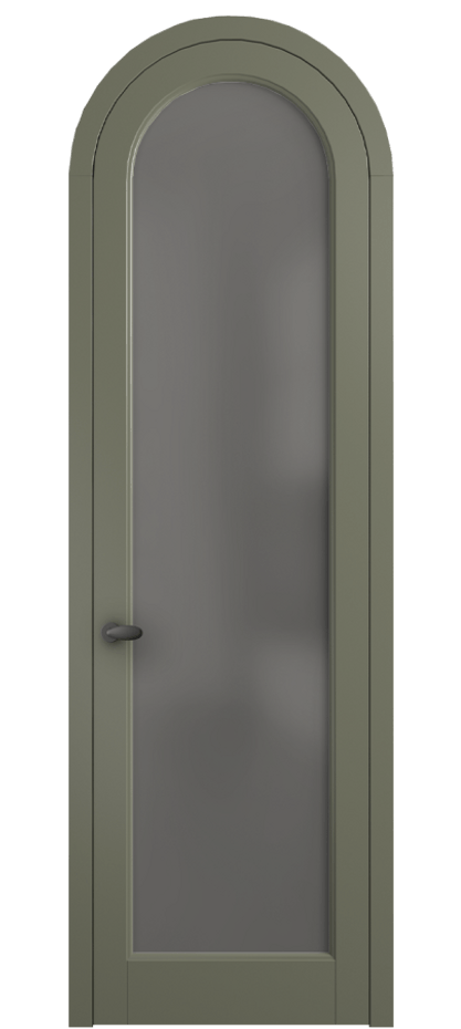 Межкомнатная дверь Палаццо 6814 Матовый оливковый тёмный Сатинированное серое стекло, триплекс Цена 128259 ₽ | Volhovec