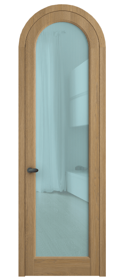 Межкомнатная дверь Палаццо 6814 Дуб пшеничный матовый Рифлёное голубое стекло "Дюна", триплекс Цена 1432100 AMD | Volhovec