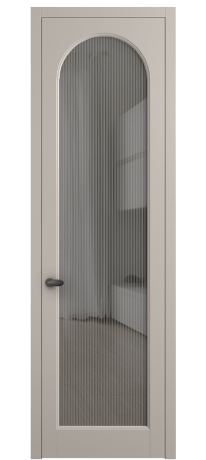 Межкомнатная дверь Палаццо 6804 Матовый светло-бежевый Рифлёное серое стекло "Мору", триплекс Цена 708300 AMD | Volhovec