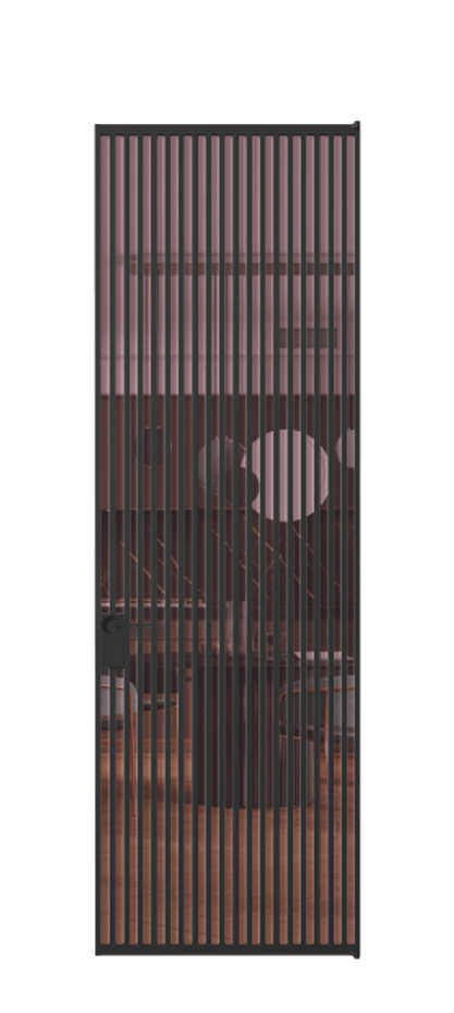 Алюминиевая дверь АЛПЛ040.06 Алюминий Черный Прозрачное розовое стекло, триплекс Цена 34496200  | Volhovec