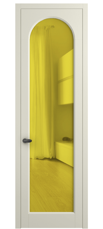 Межкомнатная дверь Палаццо 6804 Матовый молочно-белый Прозрачное жёлтое стекло, триплекс Цена 654400 AMD | Volhovec