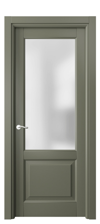 Межкомнатная дверь Лигнум 0740 Матовый оливковый тёмный Сатинированное стекло Цена 95099 ₽ | Volhovec
