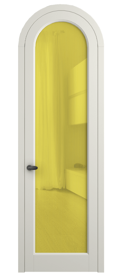 Межкомнатная дверь Палаццо 6814 Матовый жемчужный Рифлёное желтое стекло "Дюна", триплекс Цена 884500 AMD | Volhovec