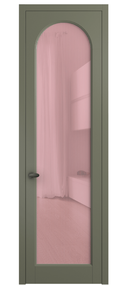 Межкомнатная дверь Палаццо 6804 Матовый оливковый тёмный Рифлёное розовое стекло "Дюна", триплекс Цена 694800 AMD | Volhovec